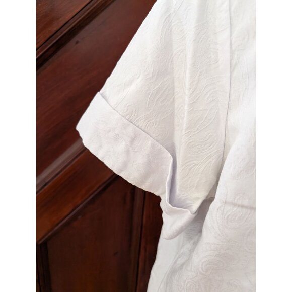 Vintage PurpleFloral Embroidered Zip-Up Nightgown Tassel Pull & Short Sleeves XL - Picture 5 of 9